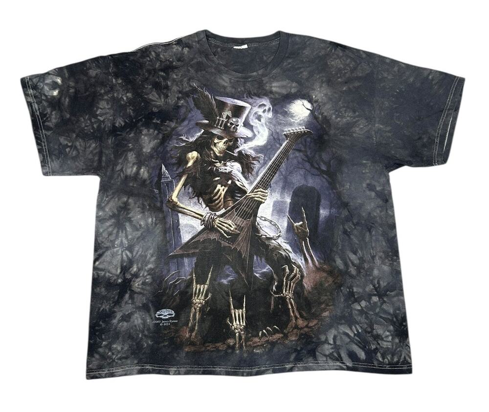 Vintage Y2k James Ryman Rockstar Skeleton Guitar Tie Dye T-Shirt